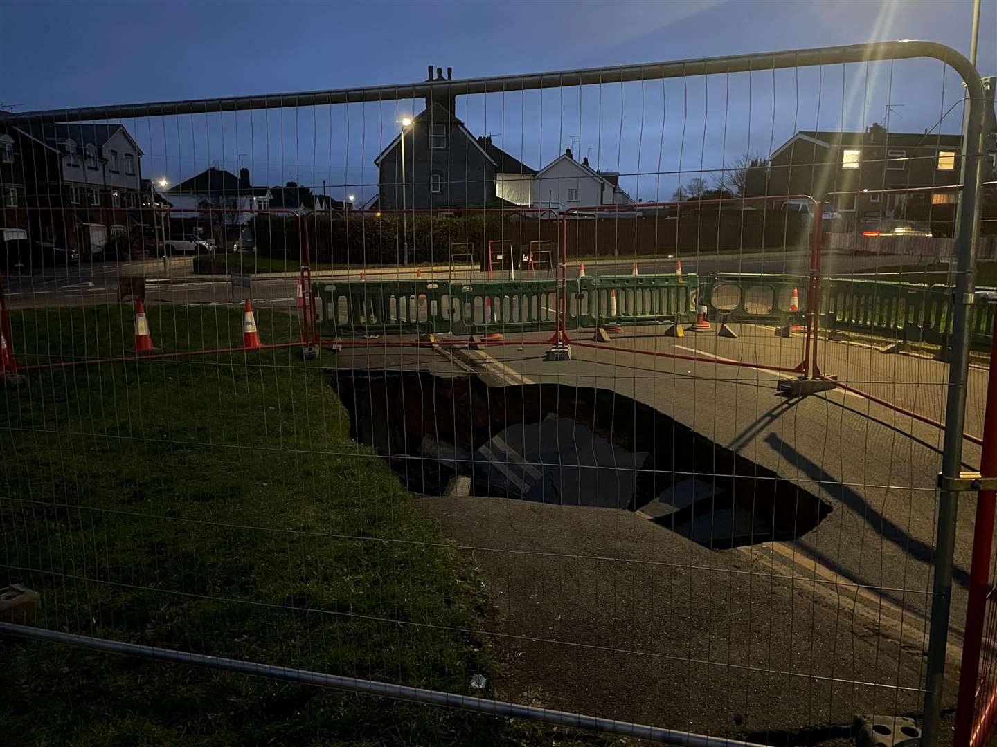 The sinkhole at the Farleigh Lane junction