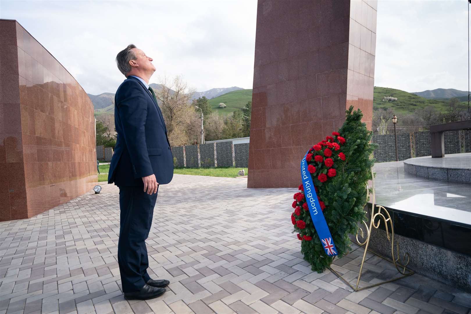 Foreign Secretary Lord David Cameron visits the Ata-Beyit memorial in Bishkek in Kyrgyzstan during his five-day tour of the Central Asia region (Stefan Rousseau/PA)