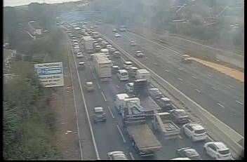 Queues piliing up coastbound on the M20