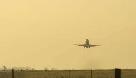 The first Eujet plane taking off from Manston yesterday for Dublin. Picture: PAUL DENNIS