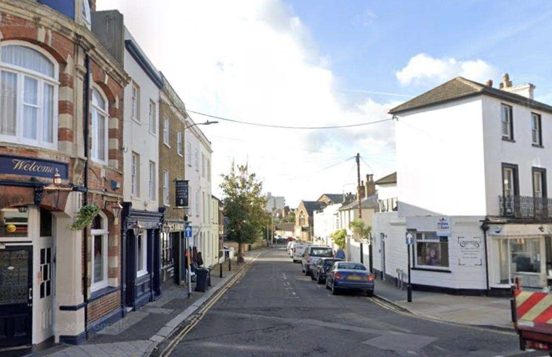 Parts of Herne Bay's town centre becomes a pedestrianised zone for designated times Monday through Saturday. Photo: Google Maps
