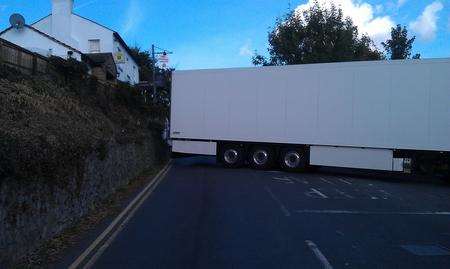 A lorry had followed its sat nav and had got stuck whilst attempting to turn around in Barming