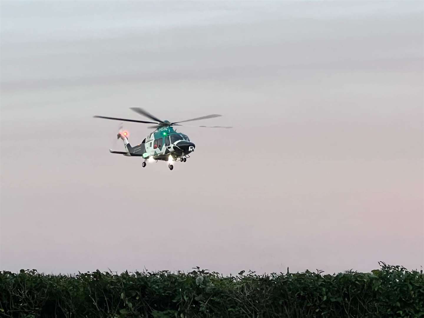 The air ambulance landed near the A28 in Wye, near Ashford. Photo: James Dunn