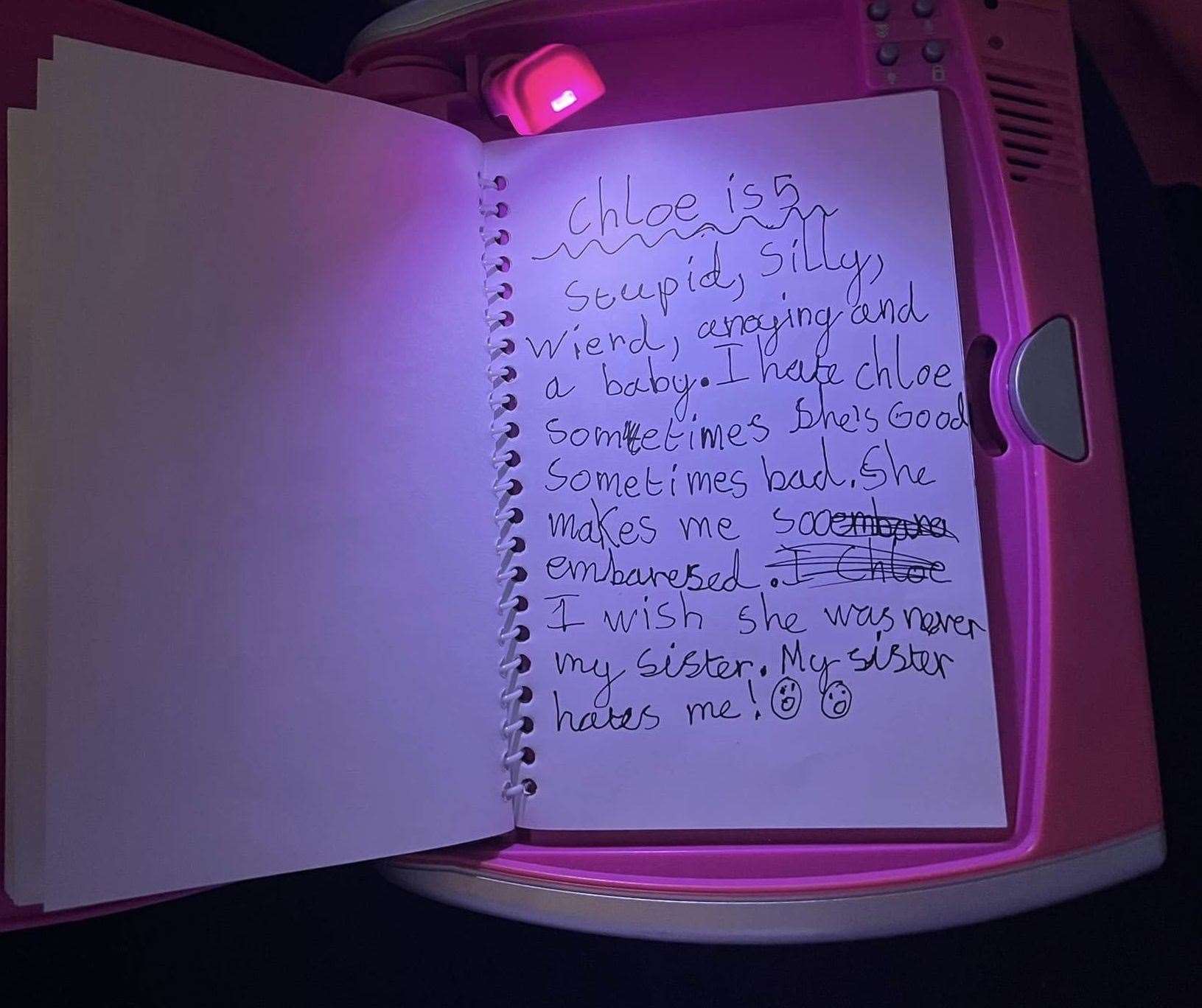 One entry was not written in invisible ink in the diary. Picture: Cara Farrant