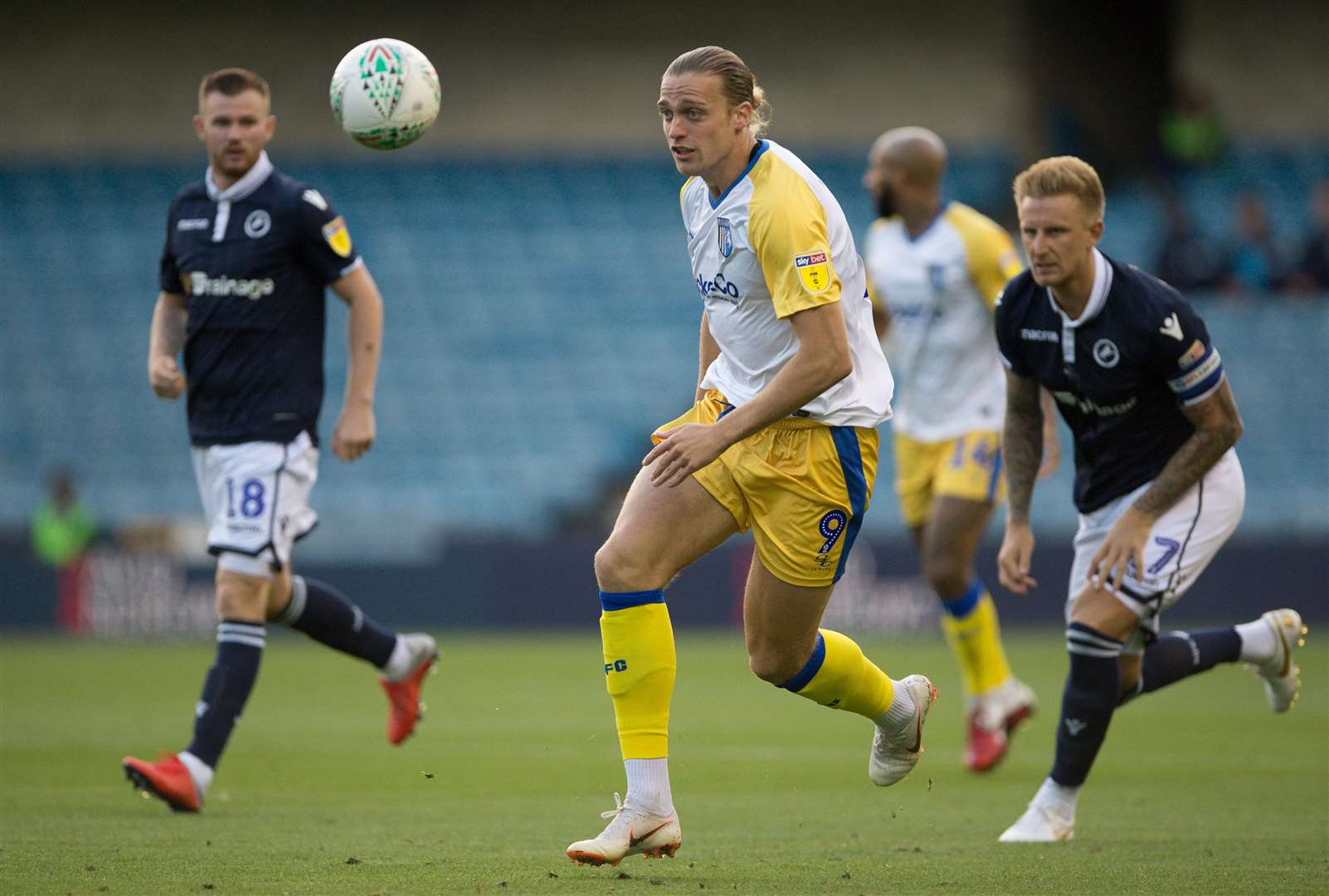 Tom Eaves in action for Gillingham at Millwall Picture: Ady Kerry