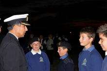 Captain Mark Windsor RN, Captain of the Sea Cadet Corps, talks to youngsters at Sheppey Sea Cadets