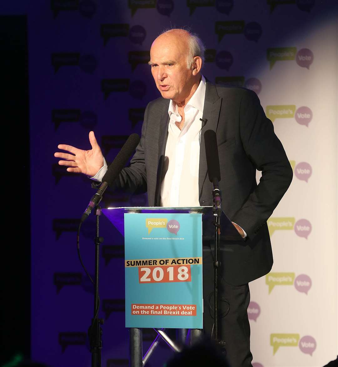 Sir Vince Cable speaks at the Peoples Vote rally held at The Junction in Cambridge. .Pic - Richard Marsham. (10448767)