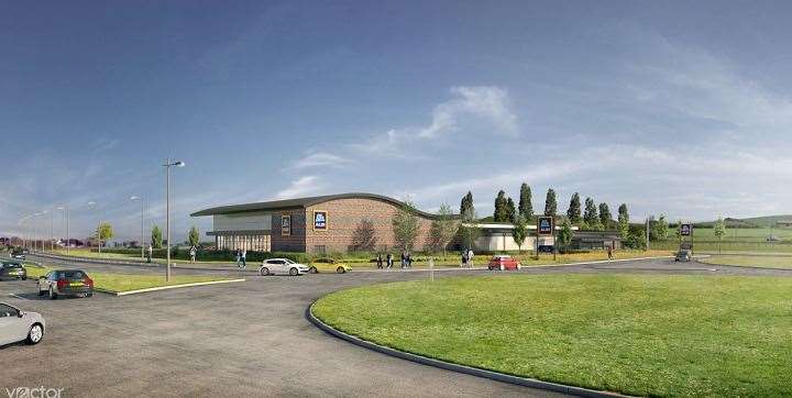 Artist's impression of what the new Aldi opposite Neats Court in Queenborough will look like