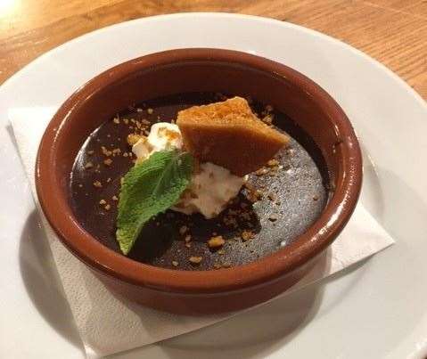 Normally it would be my choice, but we switched puds on this occasion, though I was allowed to try the chocolate pot with honeycomb and it didn’t disappoint