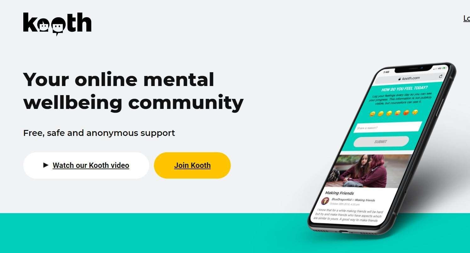Kooth is an online mental wellbeing community with free access and anonymous support. Picture: Kooth