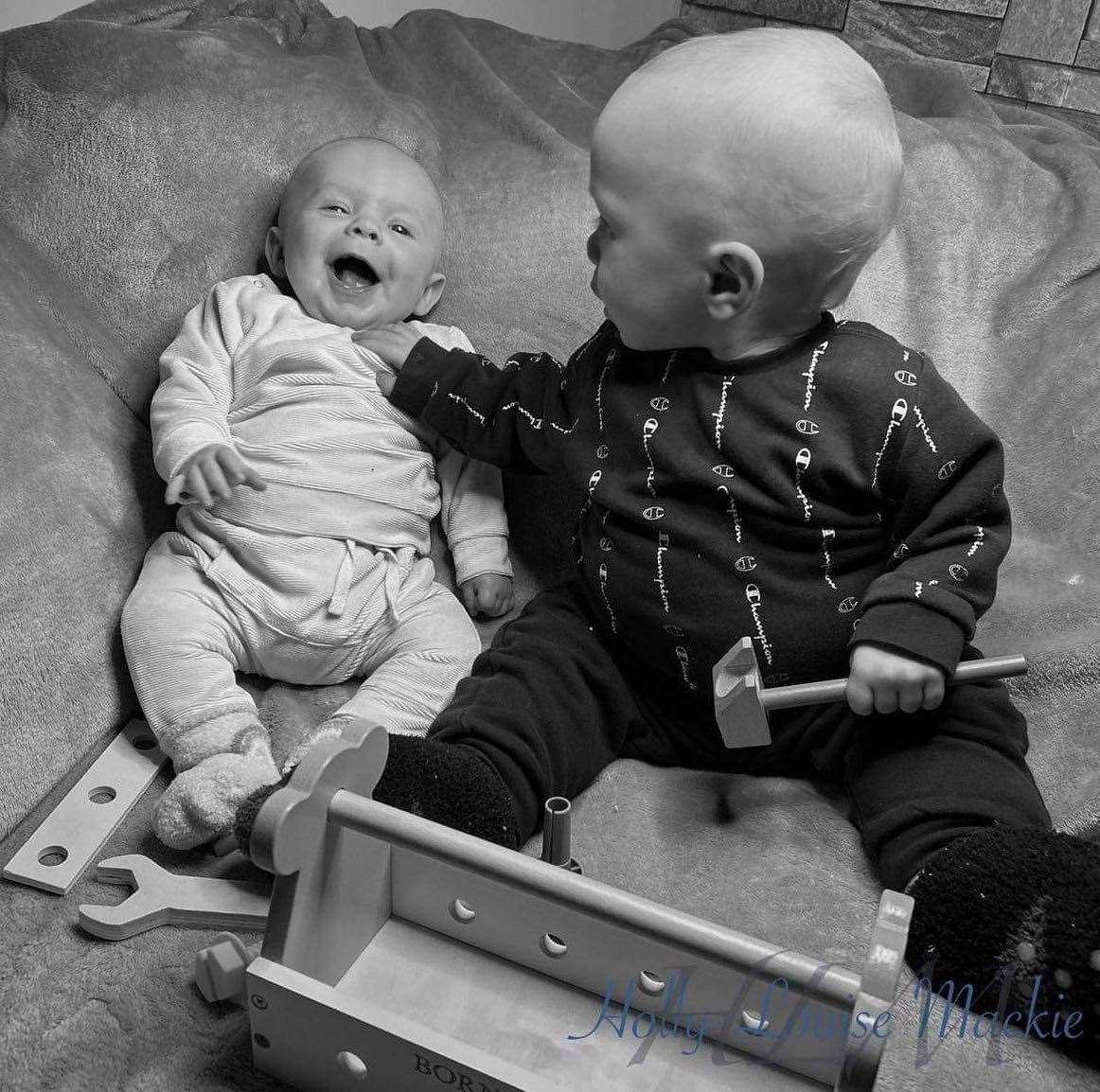Brodie loves playing with his younger brother, 10-month-old Cade. Picture: SWNS