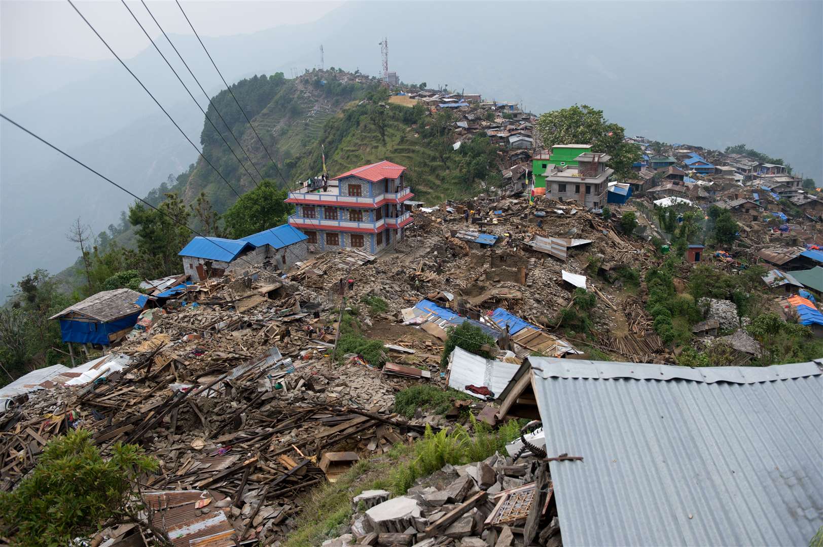Damage to Nepal from a devastating earthquake in 2015