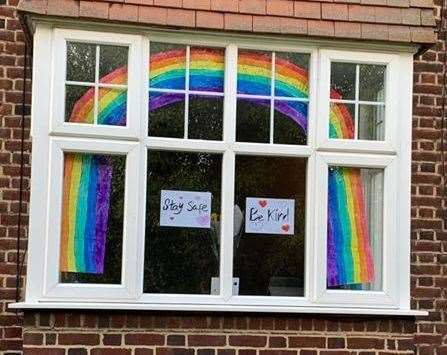 The home-made rainbow is displayed at the Nicholls family home in Old Road East, Gravesend