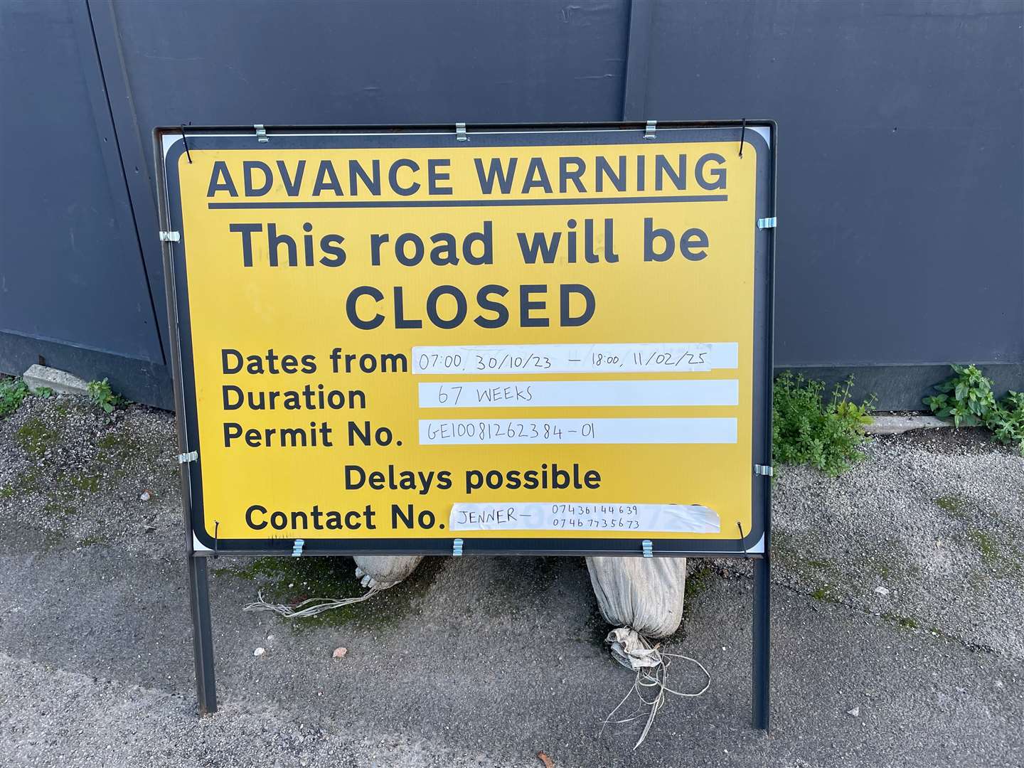 The road is set to be closed until 2025