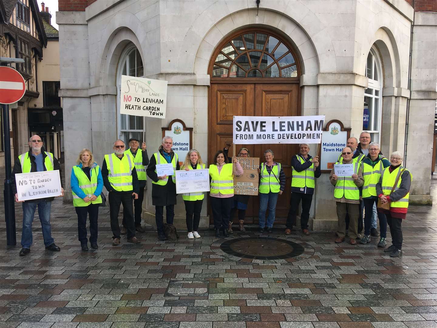 Campaigners opposed to the proposed Lenham garden town at Maidstone Town Hall