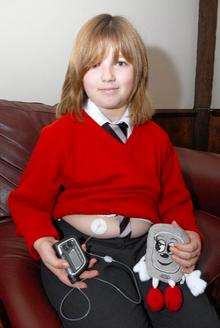 Grace Skinner, 12, with her insulin pump