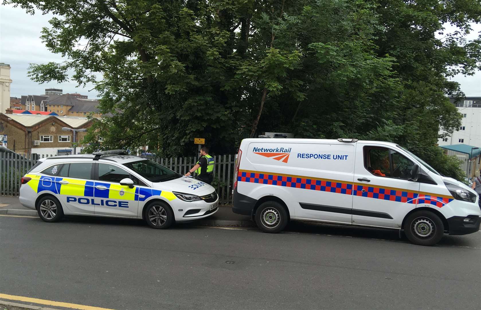 Police and a Network Rail response vehicle were at the station