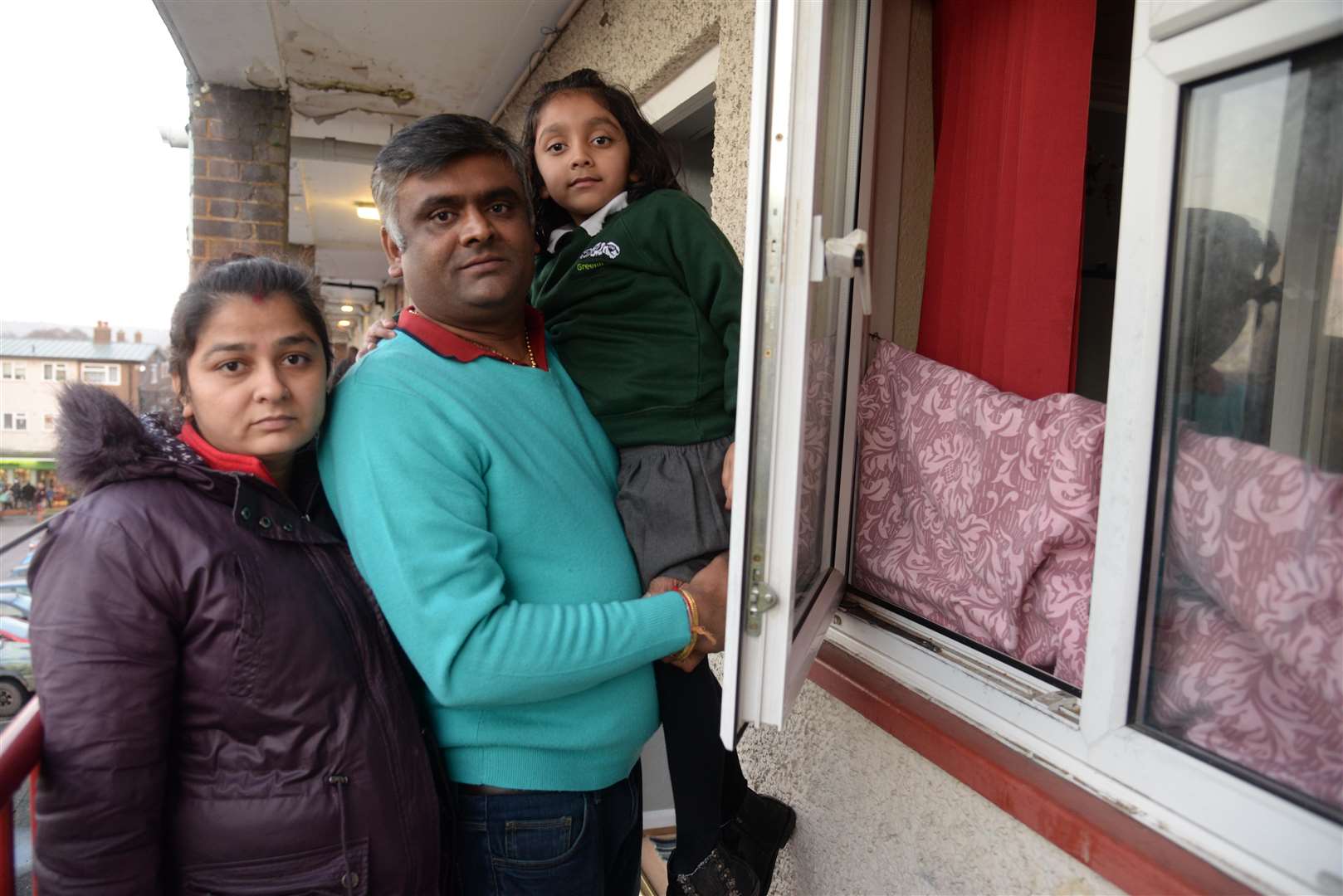 Umesh Patel with his wife Rima and daughter Siddhi, six, whose flat was broken into