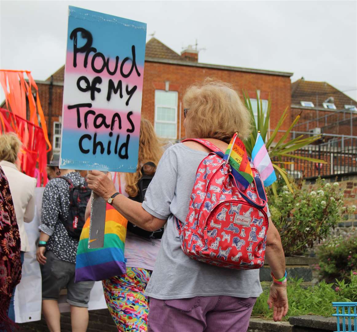 A woman showing support to the trans community at Dover Pride 2021. Picture: Photography with Evangeline