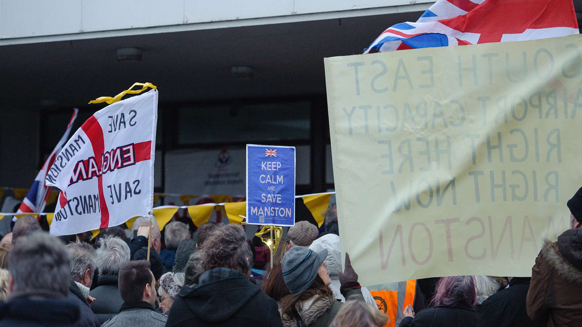 Rally to mark a year since the announcement of the closure of Manston Airport.