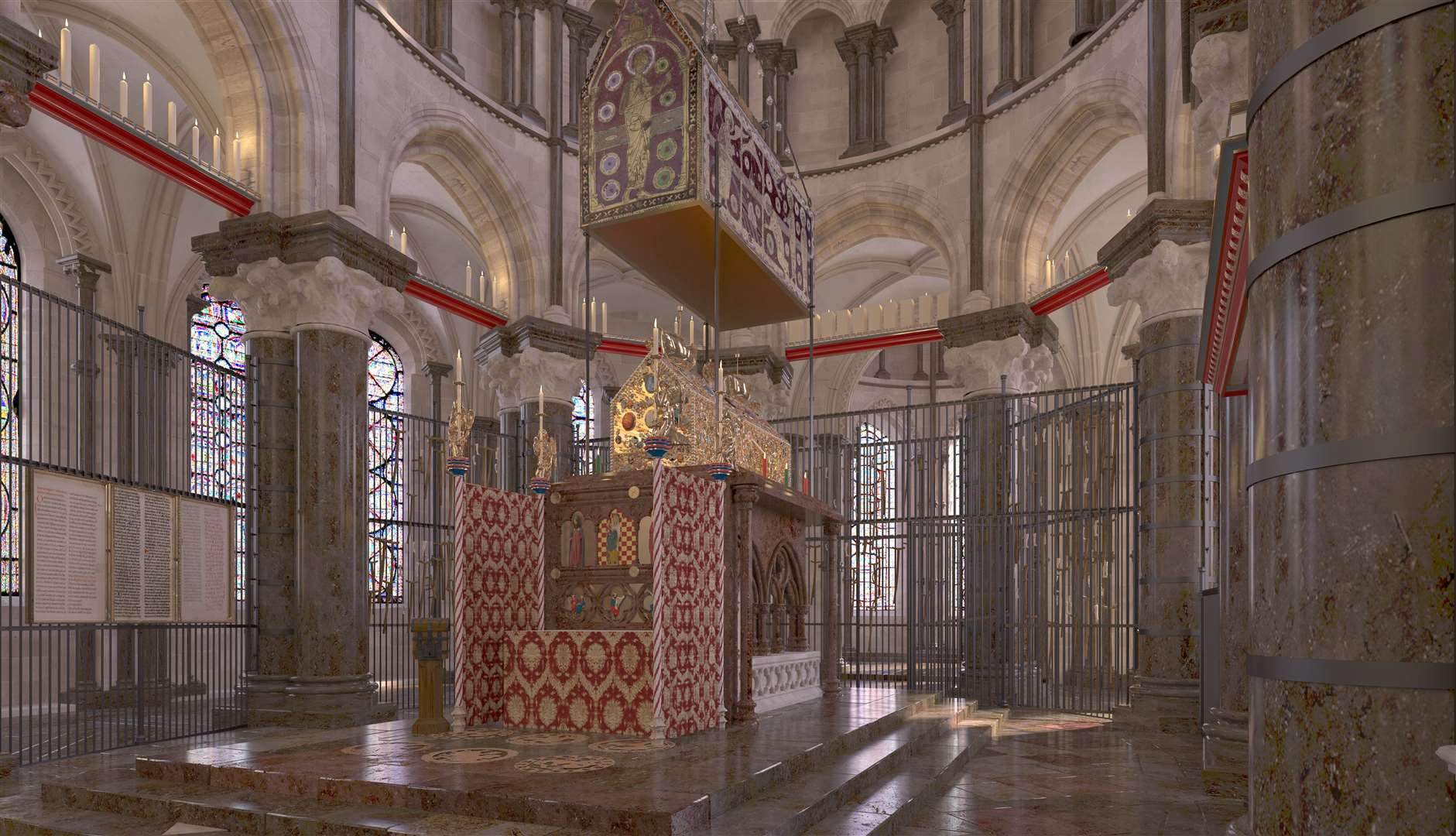 The CGI shrine of Saint Thomas Becket, has been digitally reconstructed for the modern public. Picture: SWNS