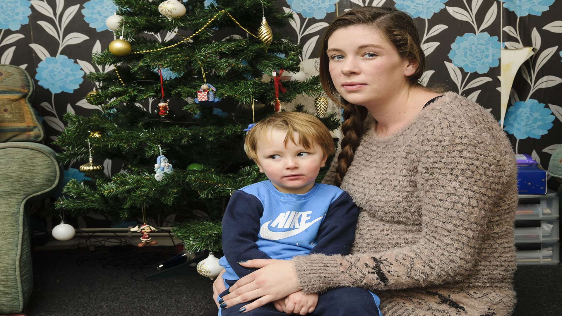 Nicola Wilson had just decorated the tree with two-year-old son Harvey when she got the shock. Picture: Andy Payton