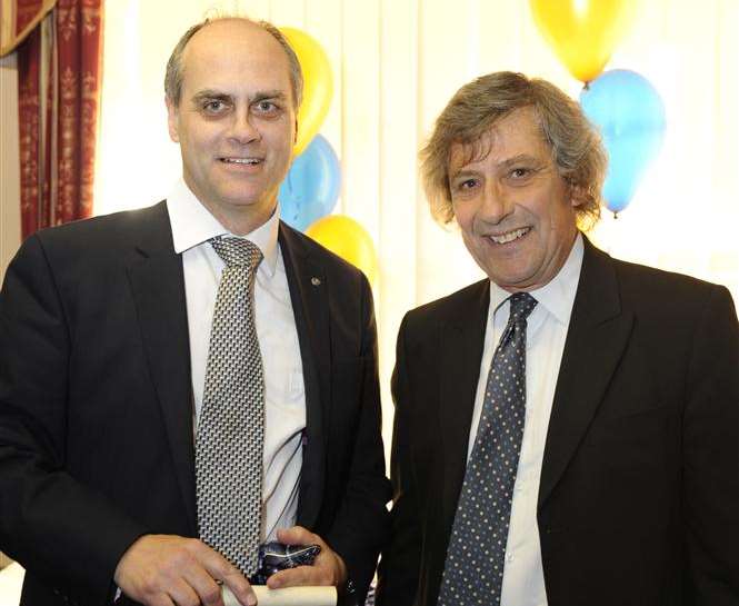 John Angell accepts the business award on behalf of Dover Town Team from Mercury editor Graham Smith.