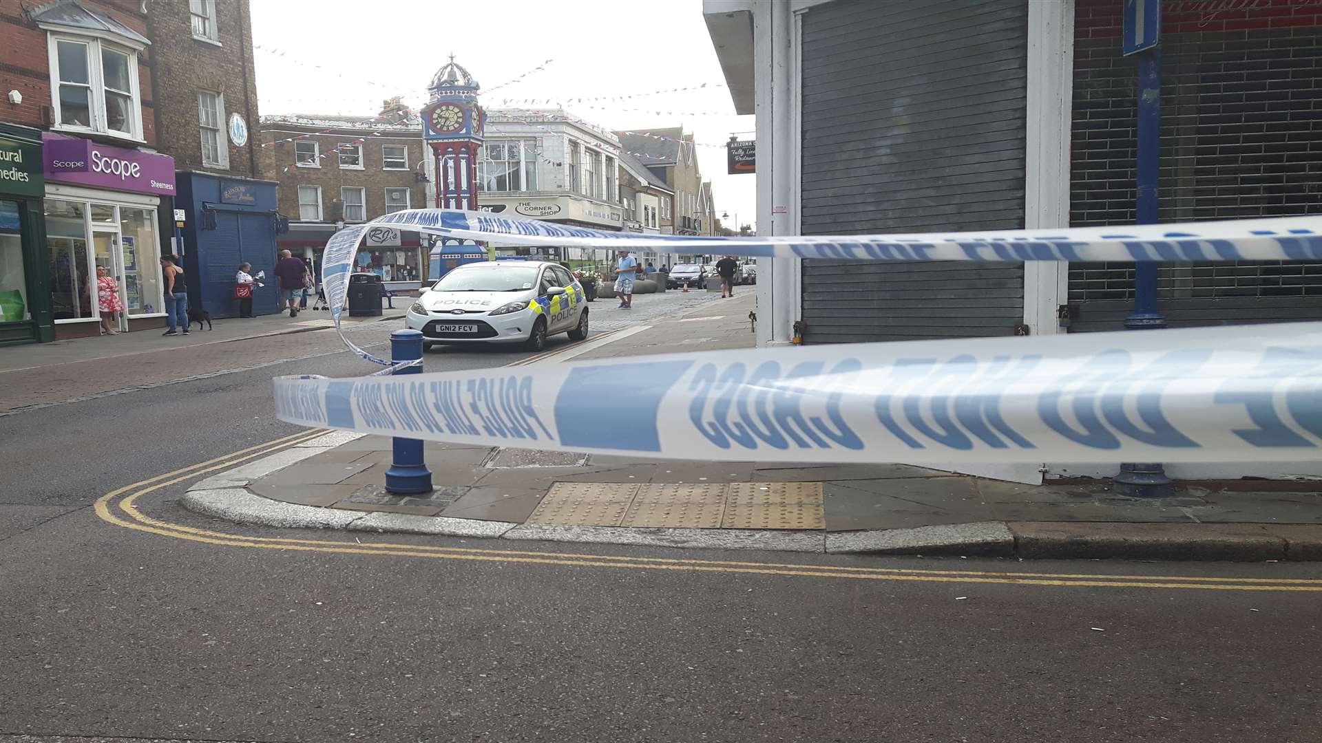 A section of the high street was cordoned off