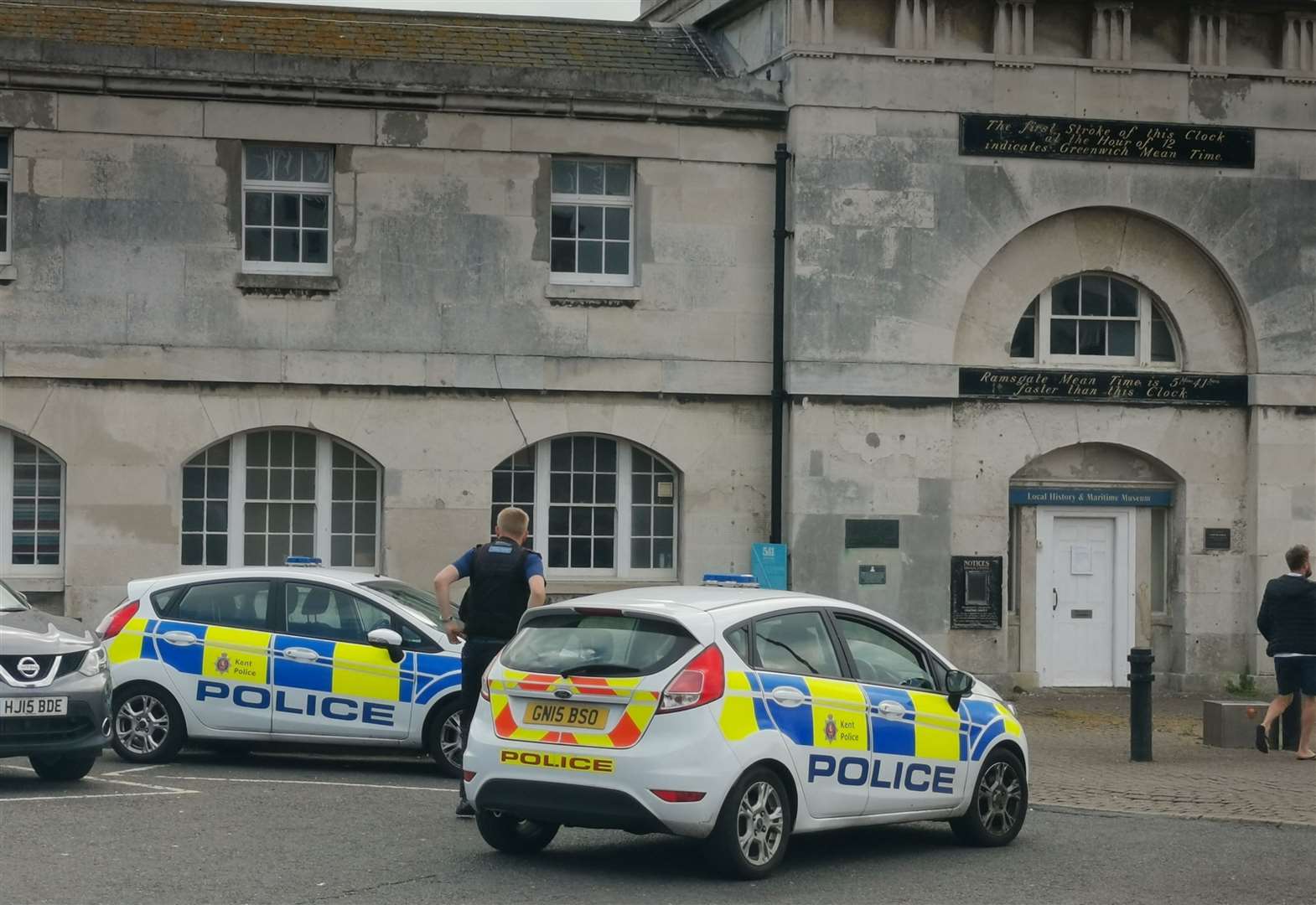 Police photographed at the scene in Harbour Parade, Ramsgate