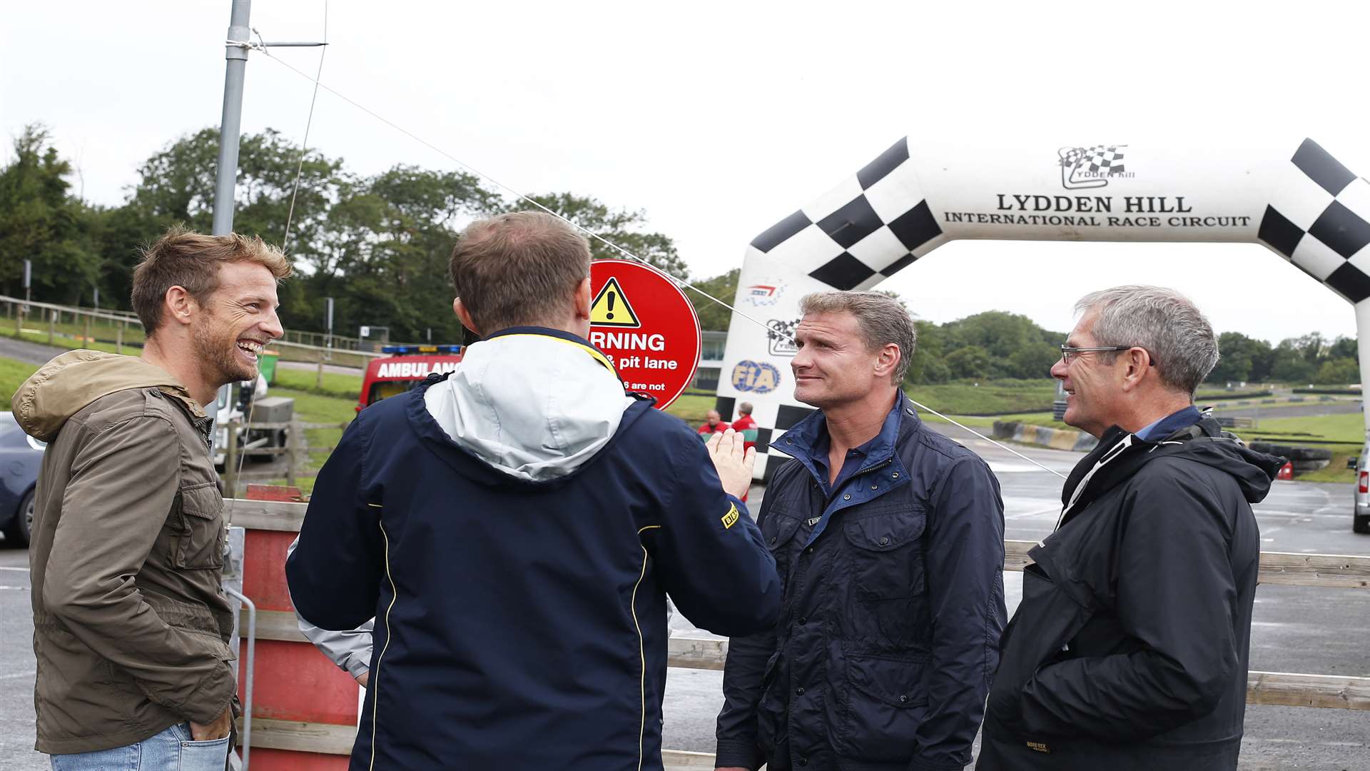 Jenson Button and David Coulthard filming at Lydden