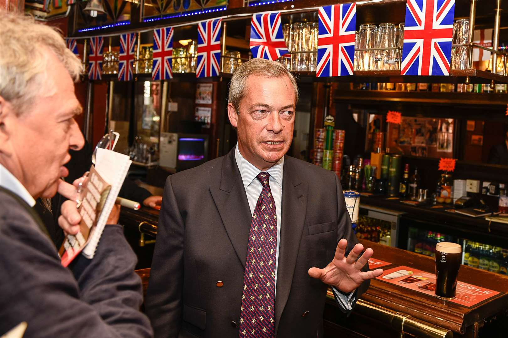 Nigel Farage at the bar in the Belle Vue pub in Cliftonville where he kicked off his Brexit campaign. Picture: Alan Langley