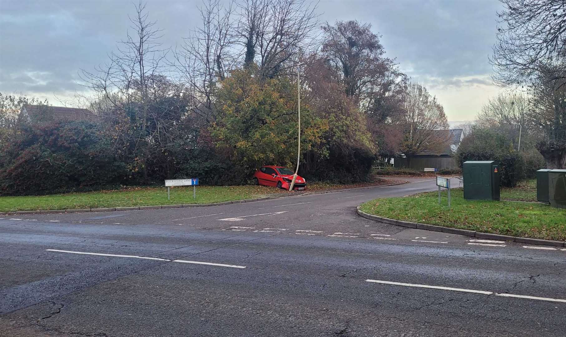 The incident happened in Bucksford Lane at the junction with Tithe Barn Lane