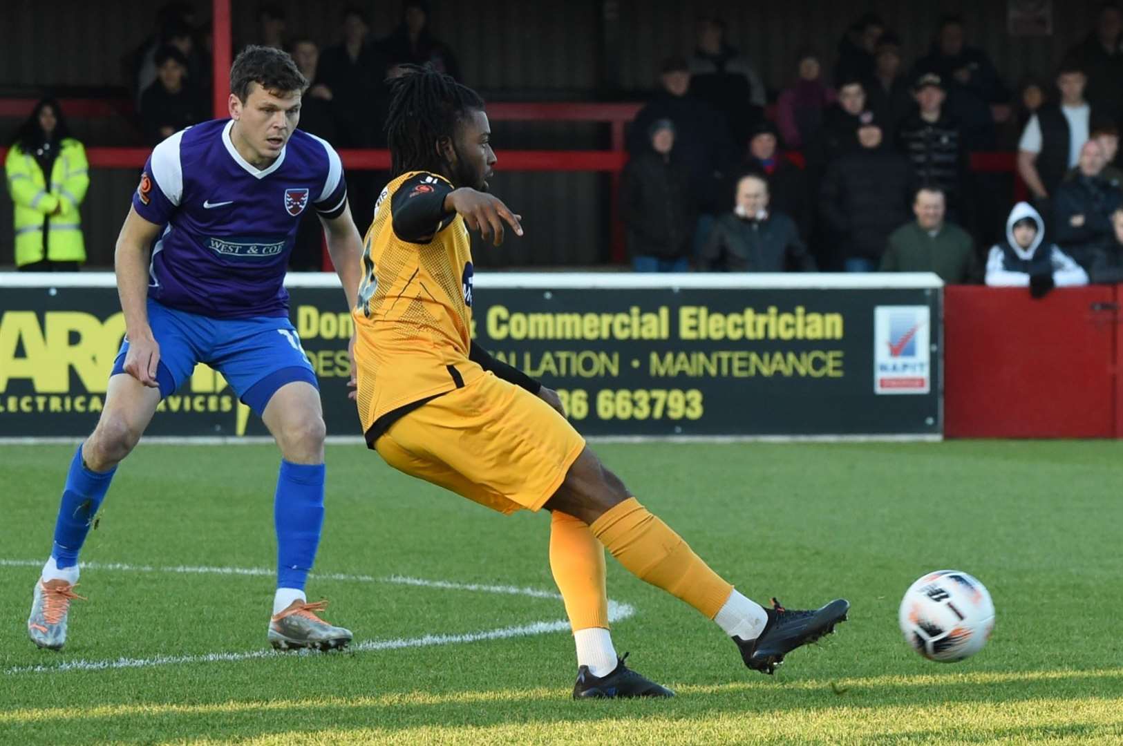 Maidstone United midfielder Dominic Odusanya in action at Dagenham. Picture: Steve Terrell