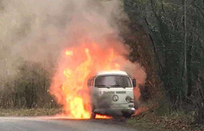 The The VW campervan ablaze (6277658)