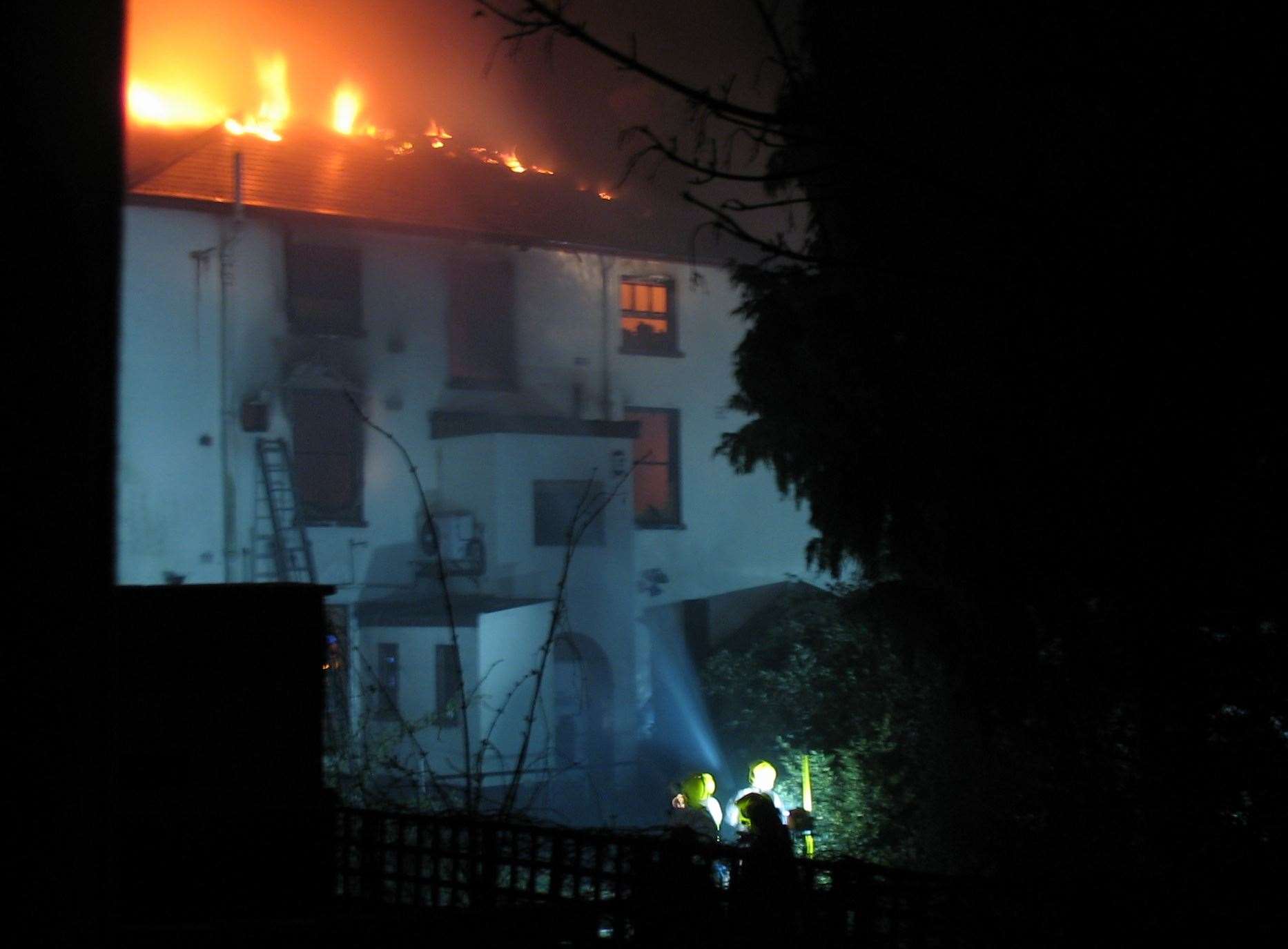 Flames poured out of the Prince of Wales, Gravesend in 2008. Picture: Matthew Lean