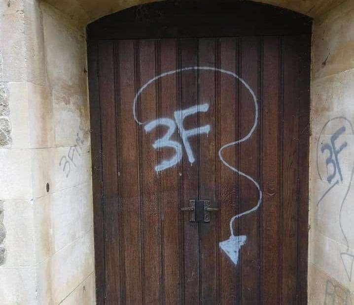 Vandals targetted the church door (7664552)