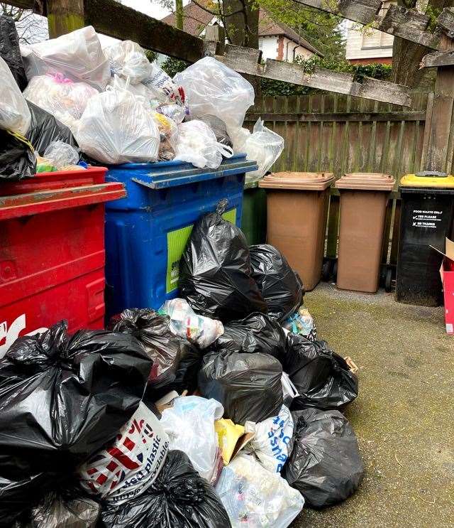 Over-flowing bins in Radnor Close, Maidstone
