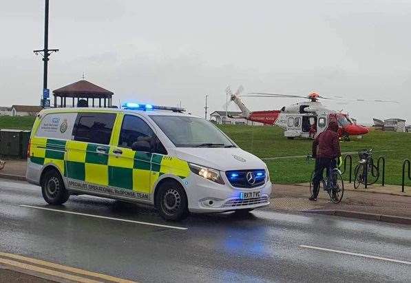 The emergency services had been called to Walmer Green, near Deal, to reports that someone was in the water. Picture: John Sheridan