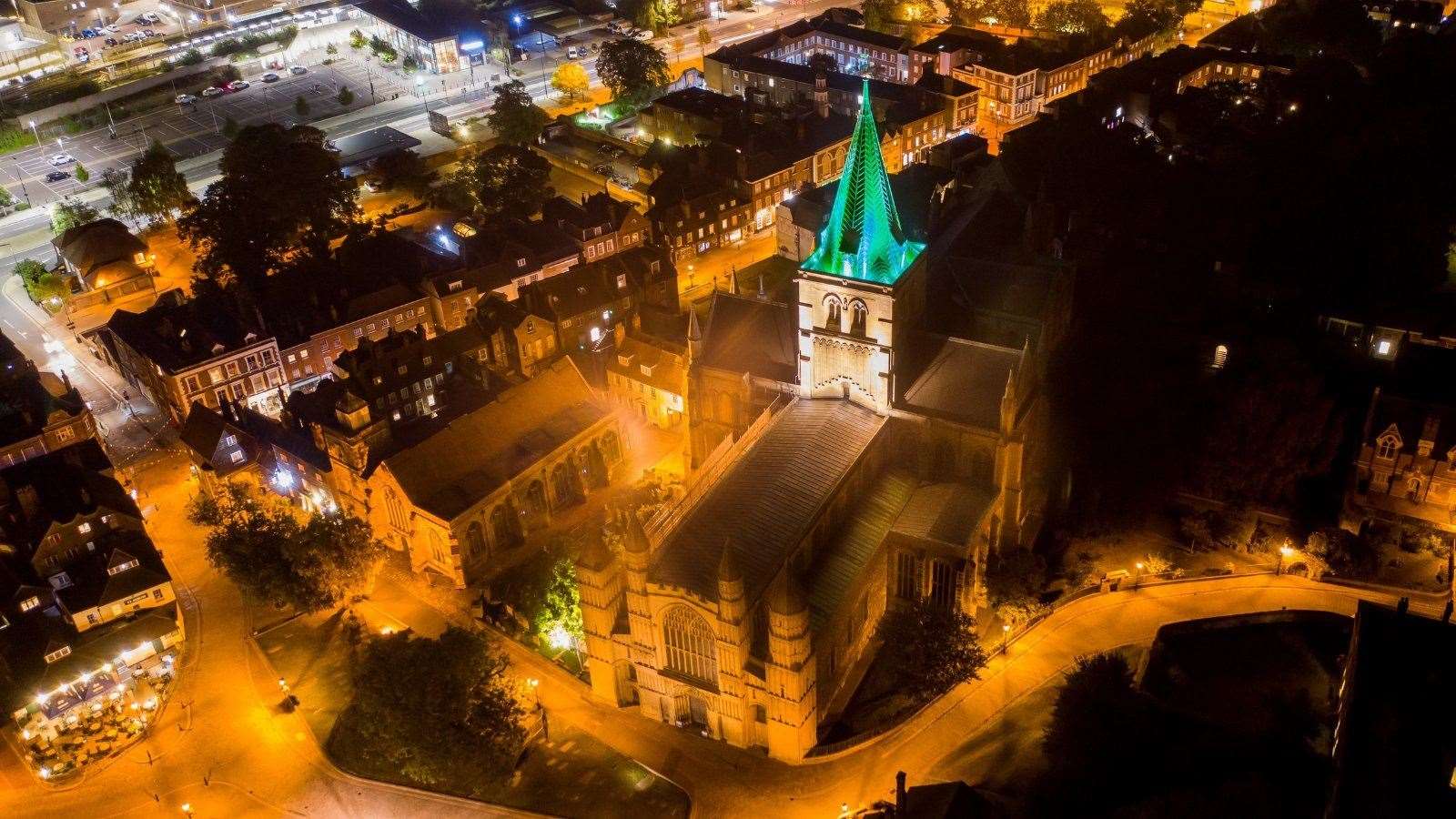 Rochester Cathedral will be lit green to support the NSPCC's appeal. Picture: Geoff Watkins