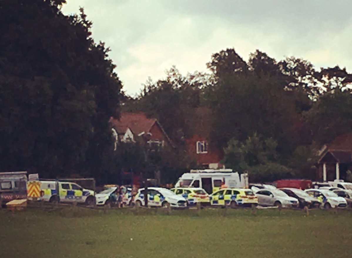 Large numbers of police vehicles were spotted at Seal Recreation Ground this morning. Picture: Tanya Wright
