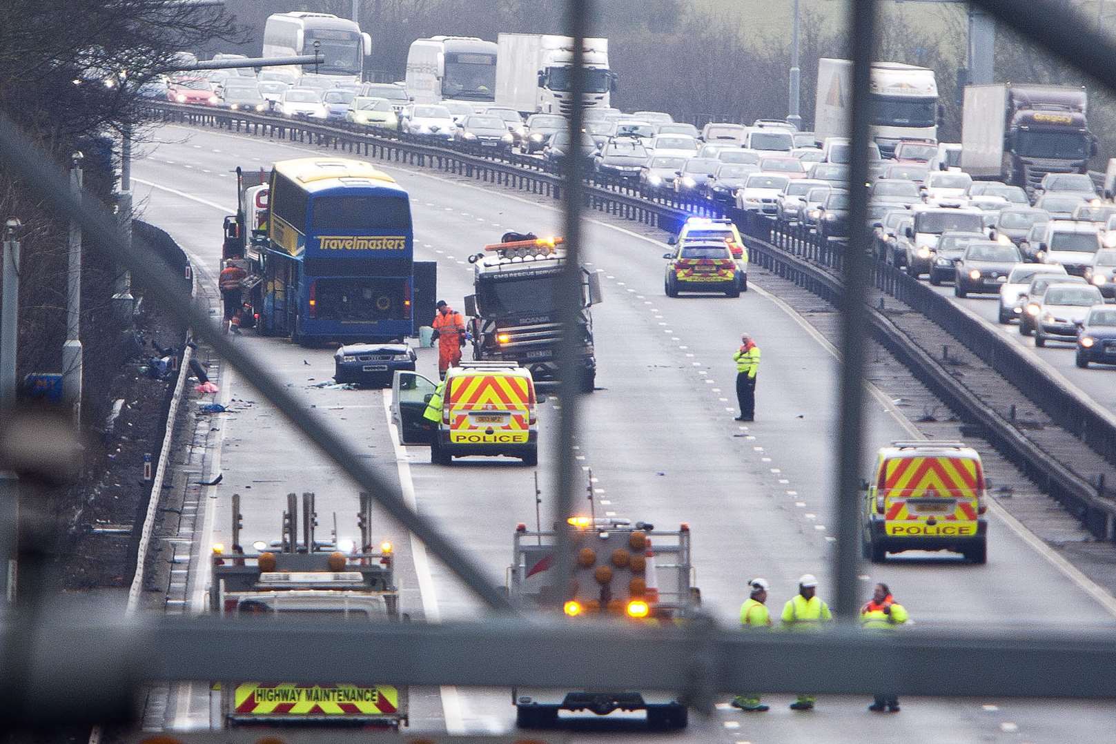 The scene of the crash on the M1. Picture: South Beds News Agency