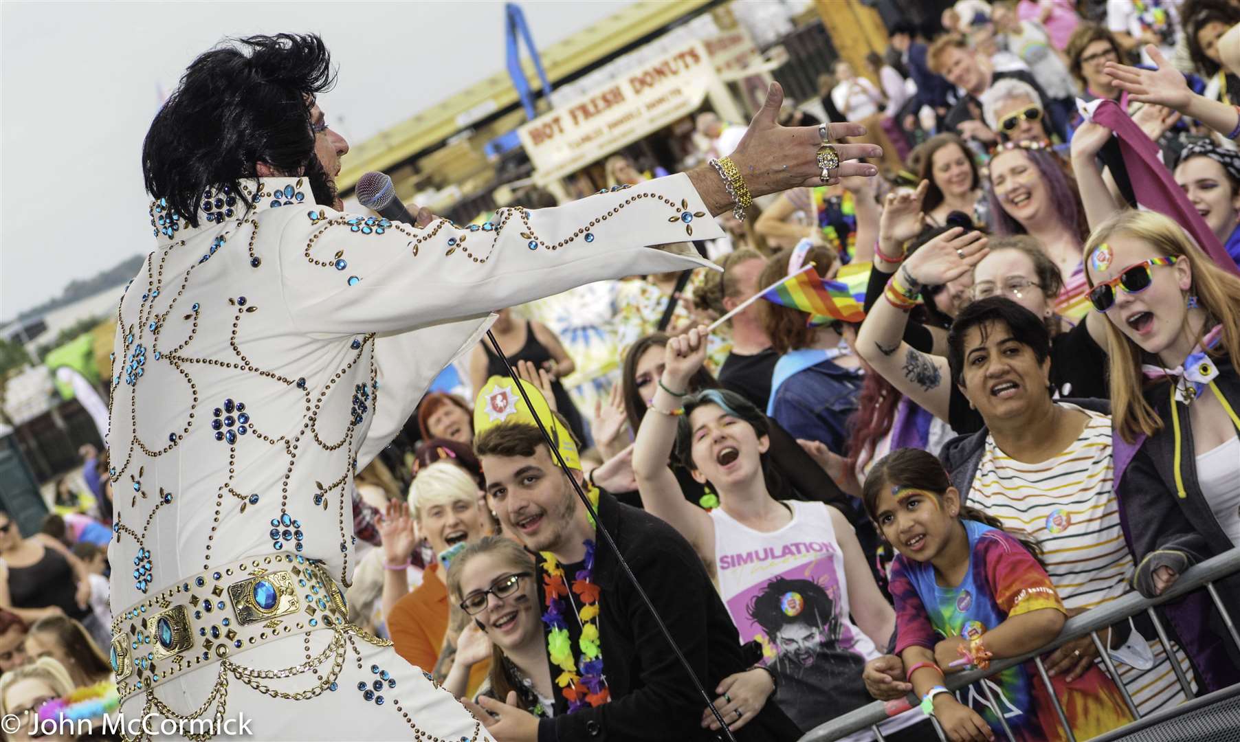 Elbrace, aka Gay Elvis entertains the crowd at Medway Pride. Photos by John McCormick