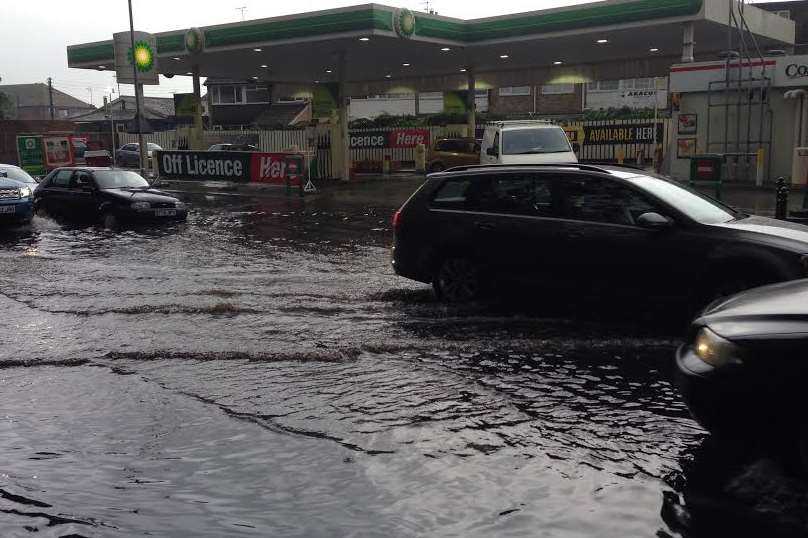 The High Street in New Romney has experienced flash floods