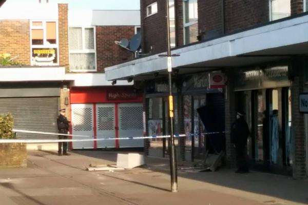 Police at the scene of the ram raid. Picture: @willbungay