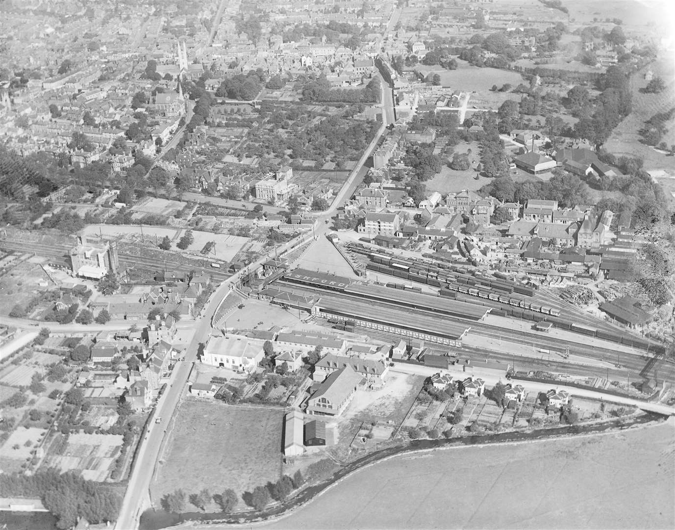 Ashford railway station and town centre as it appeared in 1921. Picture: Historic England