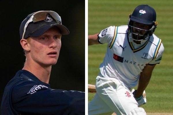 Jordan Cox and former Yorkshire batsman Jack Leaning with a record partnership for Kent (40211041)