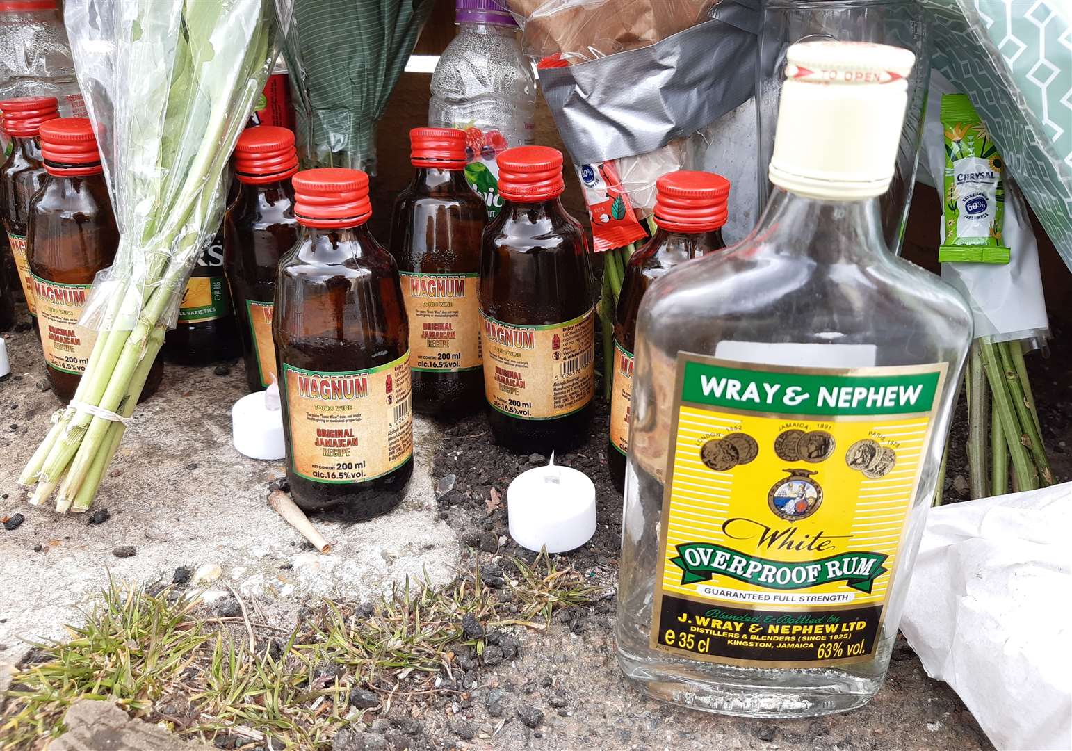 Bottles of rum and tonic wine were left in Hunter Road last month