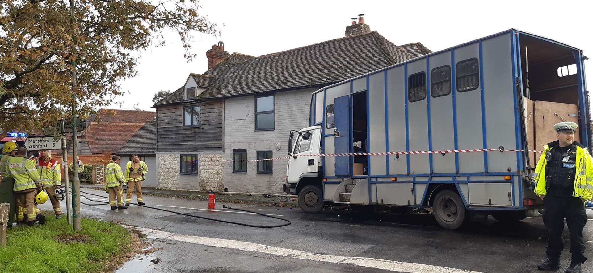 The horsebox hit the former pub at about 12.30pm. Picture: Georgia Woolf