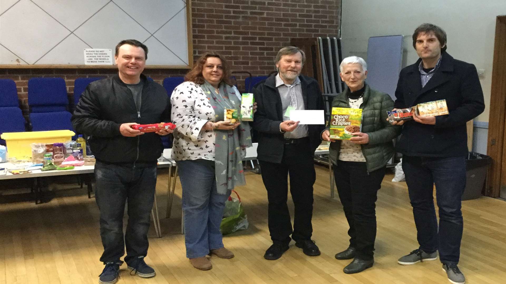 The cheque presentation to Dover Foodbank by the local Labour party. Pictured are John Heron, Sue Jones, Jon Wheeler, Pam Brivio and Peter Wallace.