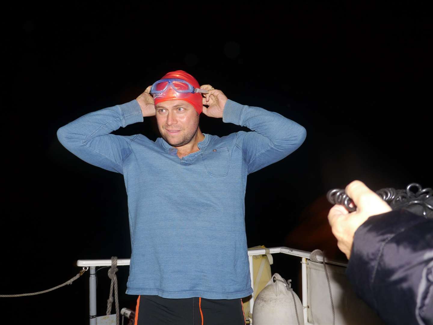 Guy in 2013 preparing for his first Channel swim. Picture: Guy Bowring